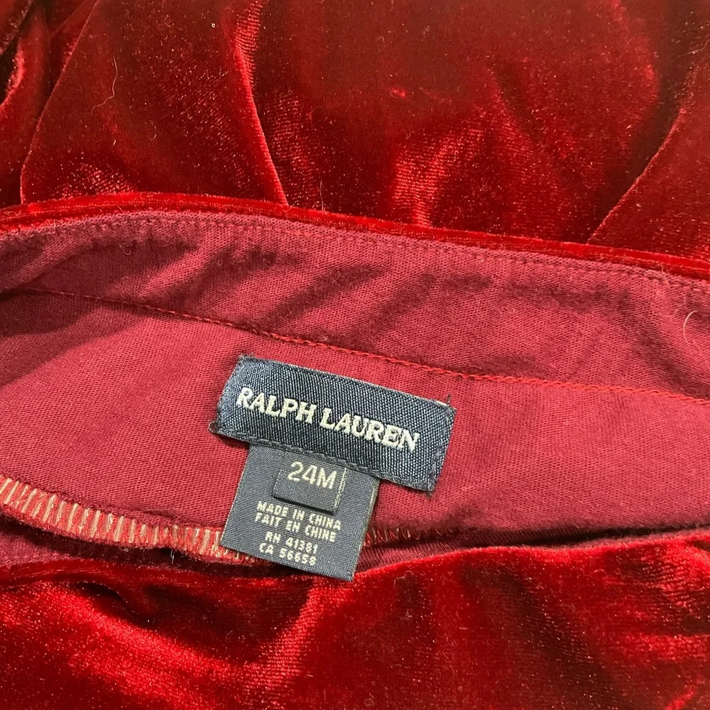 🌺🌺🌺RAPH LAUREN Girl’s Layered Draped Waist Velour Skirt, 24 mo